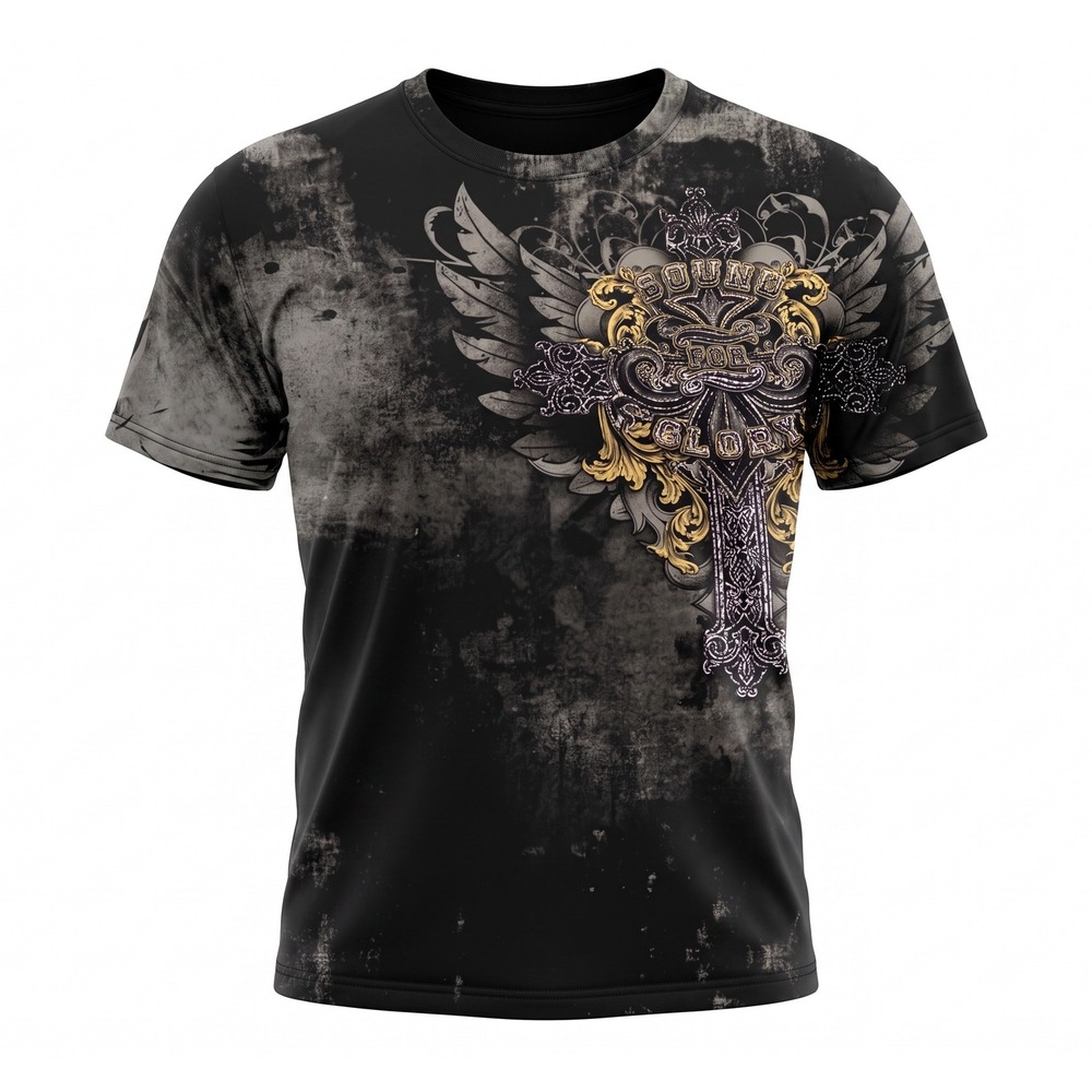 Xtreme Couture Mens XXL T-Shirt Black Bound For Glory Graphic Cross Y2K Tee USA